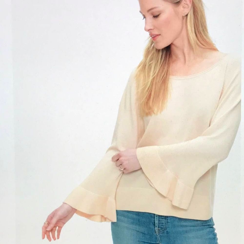 Splendid Cashmere Blend Bell Cuff Pullover Sweater S